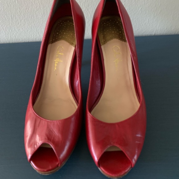 RED Cole Haan Peep Toe Pumps - Picture 2 of 7